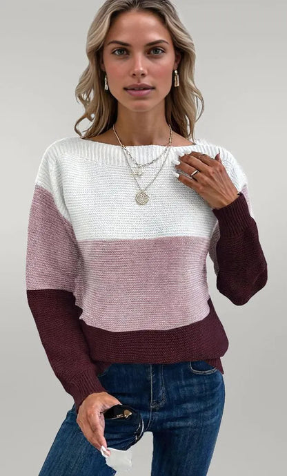 Eleganter dreifarbiger Pullover