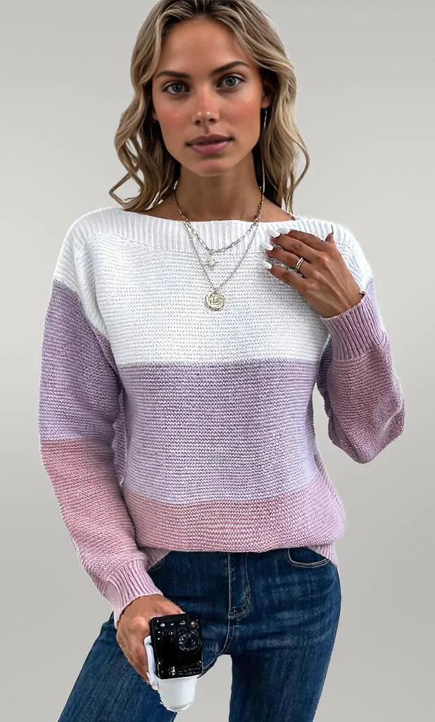 Eleganter dreifarbiger Pullover