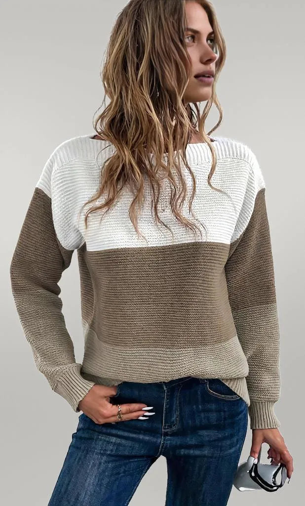 Eleganter dreifarbiger Pullover